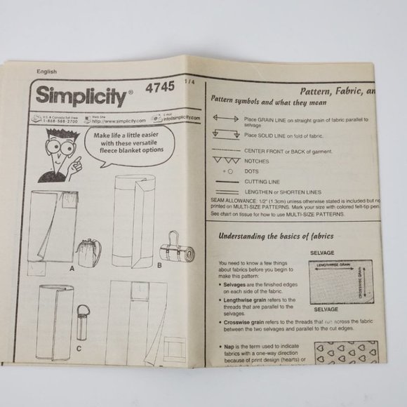 Simplicity Sewing Patterns for Dummies Fleece Blankets & More, One Size - Picture 5 of 9